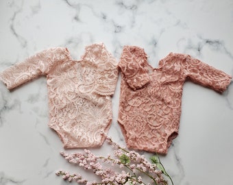 Newborn lace onesie.  Newborn girl photo outfit.  Baby ballerina leotard.  Baby lace dress.   Newborn pink romper