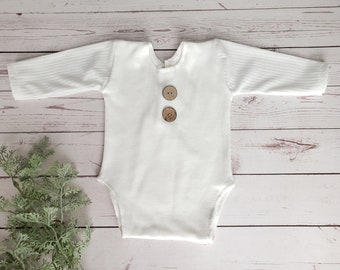 5 - 8 Month White Romper.  Baby Photo Props.  Baby Clothes.  Sitter White Onesie.  Baby Photo Prop.