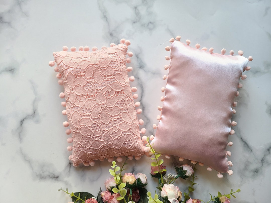 Double Sided Pom Pom Pillow. Baby Photo Prop. Posing Pillow Boho Pink