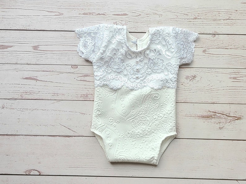 2 4 month Baby White Romper. Baby girl picture outfits. Cake smash outfit. Baby girl clothes. Sitter romper baby ballerina dress image 1