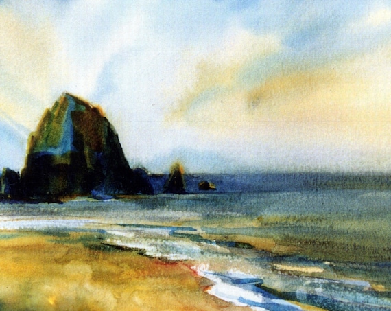 Cannon Beach 4 a signed print of a watercolor by Bonnie White