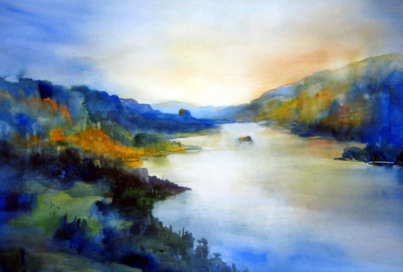 Columbia Gorge 92 - signed print - watercolor - Bonnie White - Columbia River Gorge - National Scenic Area
