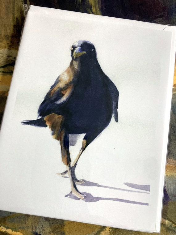 Confident Crow blank note cards in packs of 5 or 10 cards