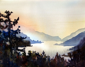 Columbia Gorge 215 - a signed print of the Columbia River Gorge by Bonnie White watercolor