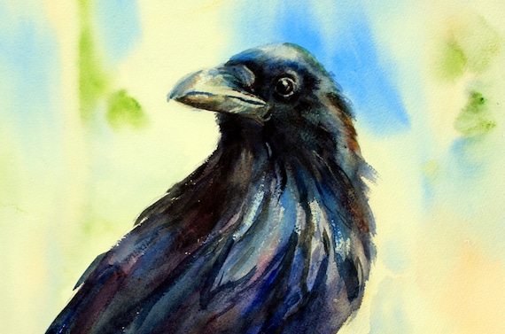Raven 4 - sign raven print - watercolor - Bonnie White