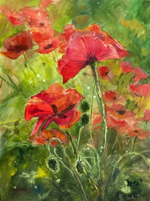 Poppies original acrylic painting by Bonnie White