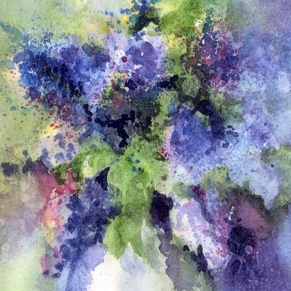 Purple Lilacs - a print or canvas of a watercolor by Bonnie White will create a traditional nostalgic romantic home, office, or public space