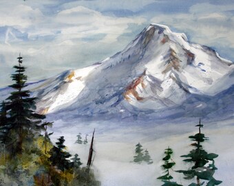 Mt. Hood 310 - prints in various sizes and options of a watercolor painting of Mt. Hood