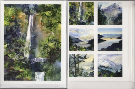 Multnomah Falls 4 - assorted note cards - blank note cards - pacific northwest - Mt Hood cards - pacific northwest cards - Colubmia Gorge