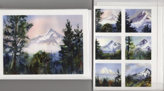Mt. Hood cards - note cards - blank cards - Mt. Hood - Columbia Gorge - Bonnie White - mountain art - pacific northwest cards