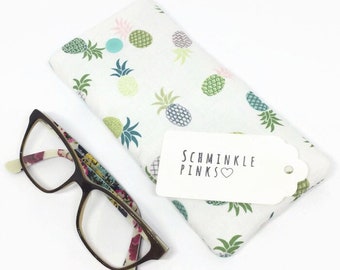 Pineapples Glasses Case, sunglasses pouch, Pineapple glasses pouch, eyeglasses case, reading glasses case, padded glasses case