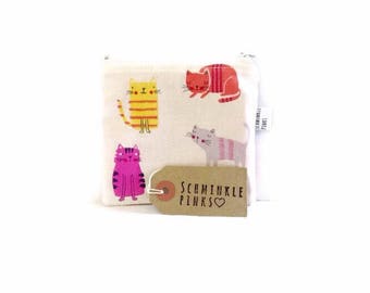 Colourful Cats Coin Purse, Zipper Pouch, Cat Purse, Coin Pouch, money wallet, Change Purse