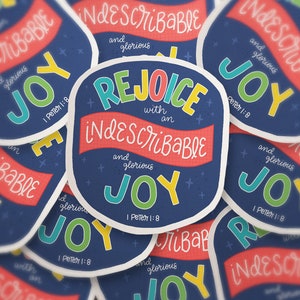 Indescribable & Glorious Joy Bible Verse Sticker for Laptop or Notebook 1 Peter 1:8 image 3