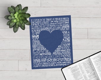 Love Chapter - 1 Corinthians 13 - Love is Patient, Love is Kind - Love Never Fails - Bible Verse Art Print