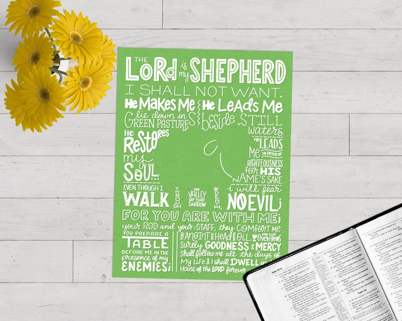 Psalm 23 The Lord is My Shepherd Bible Verse Print image 6