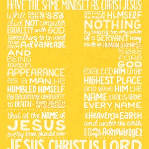 Christ's Humility Philippians 2 Same Mindset As Christ Jesus Jesus Christ is Lord Bible Verse Art Print image 2