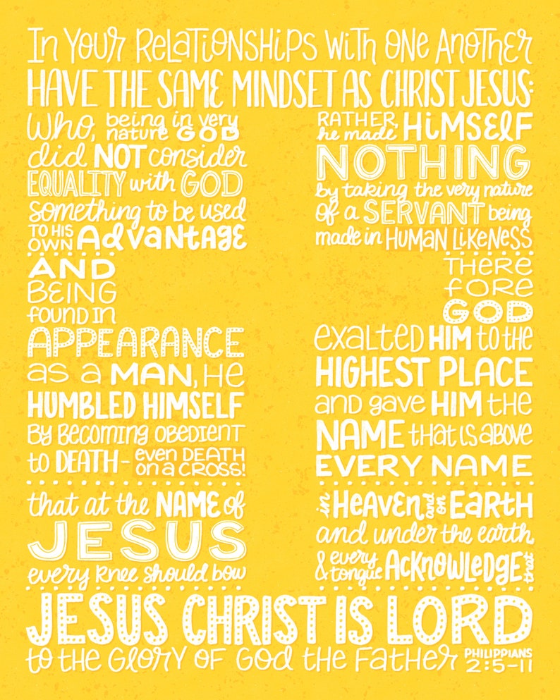 Christ's Humility Philippians 2 Same Mindset As Christ Jesus Jesus Christ is Lord Bible Verse Art Print image 2