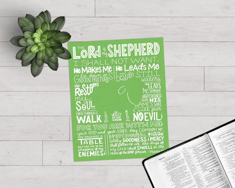 Psalm 23 The Lord is My Shepherd Bible Verse Print image 1
