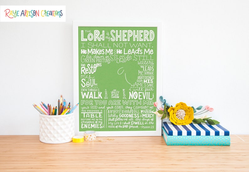 Psalm 23 The Lord is My Shepherd Bible Verse Print image 3