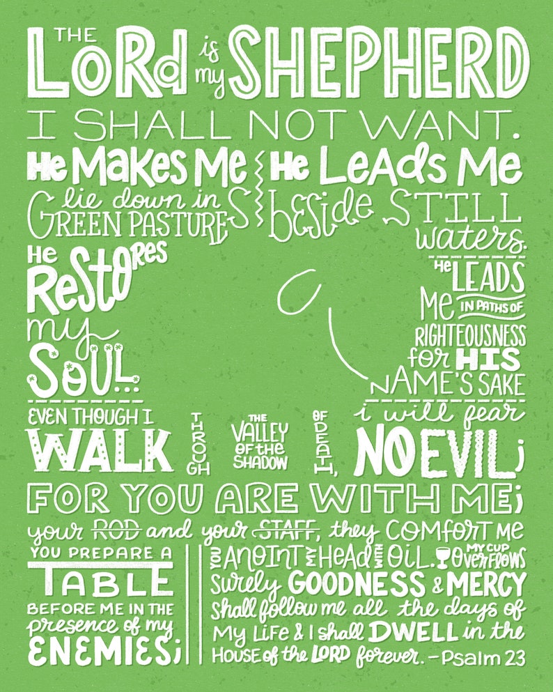 Psalm 23 The Lord is My Shepherd Bible Verse Print image 2