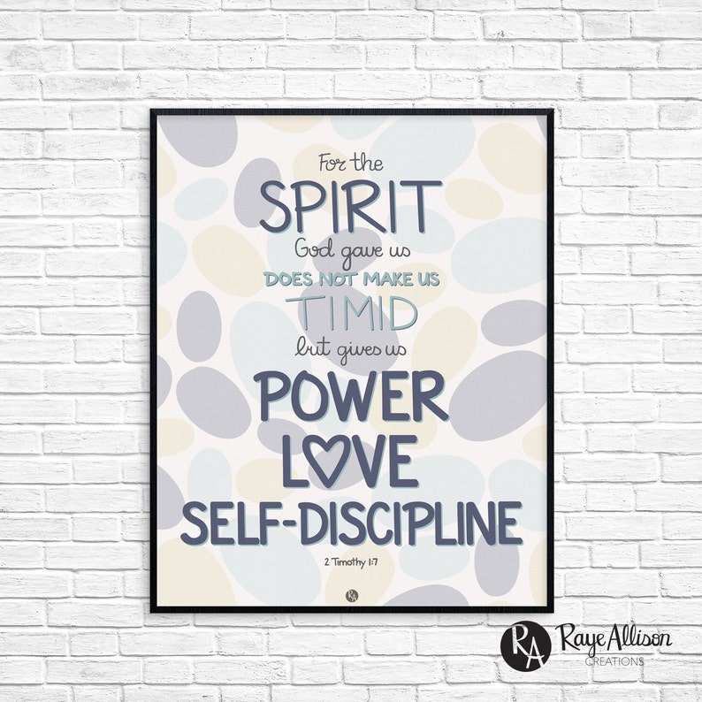 Power Love Self Discipline Bible Verse Printable Printable Art Christian Gift Wall Art Print Instant Download