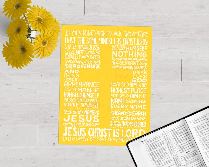 Christ's Humility Philippians 2 Same Mindset As Christ Jesus Jesus Christ is Lord Bible Verse Art Print image 6