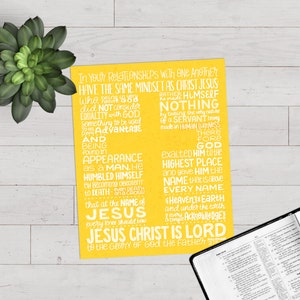 Christ's Humility Philippians 2 Same Mindset As Christ Jesus Jesus Christ is Lord Bible Verse Art Print image 1