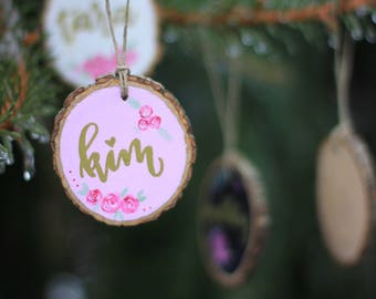 Handpainted Custom Wood Ornament | Handlettered | Christmas | Custom Ornament | Home Decor