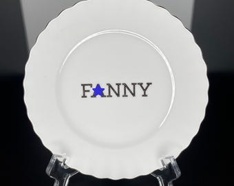 F*nny | Ready Made | Vintage China Side Plate | Wall Art | Upcycled | Reloved | Unique Quirky Gift Idea