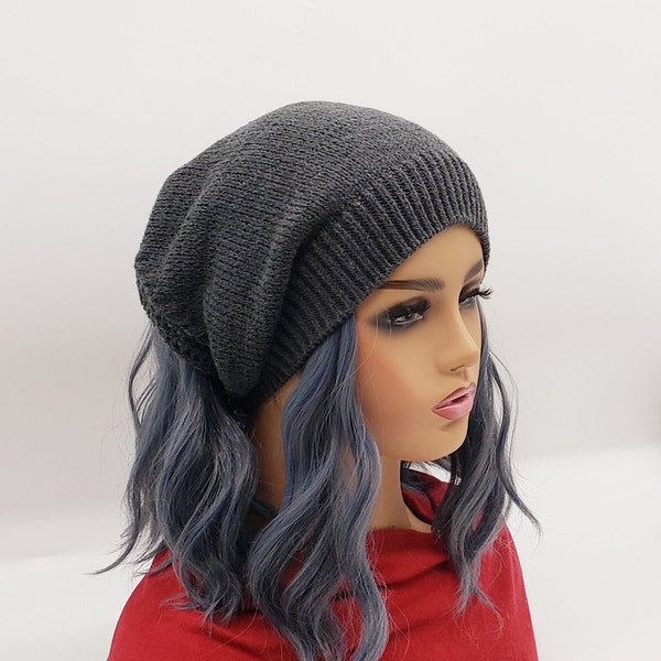 Dark Gray Wool bandana Headband.  Winter Head kerchief. Triangle head Wool scarf. Handmade  Women Headband