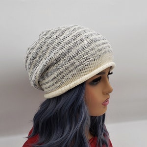 Handmade Slouchy Knit Cotton Beanie: Lightweight Boho Summer Hat