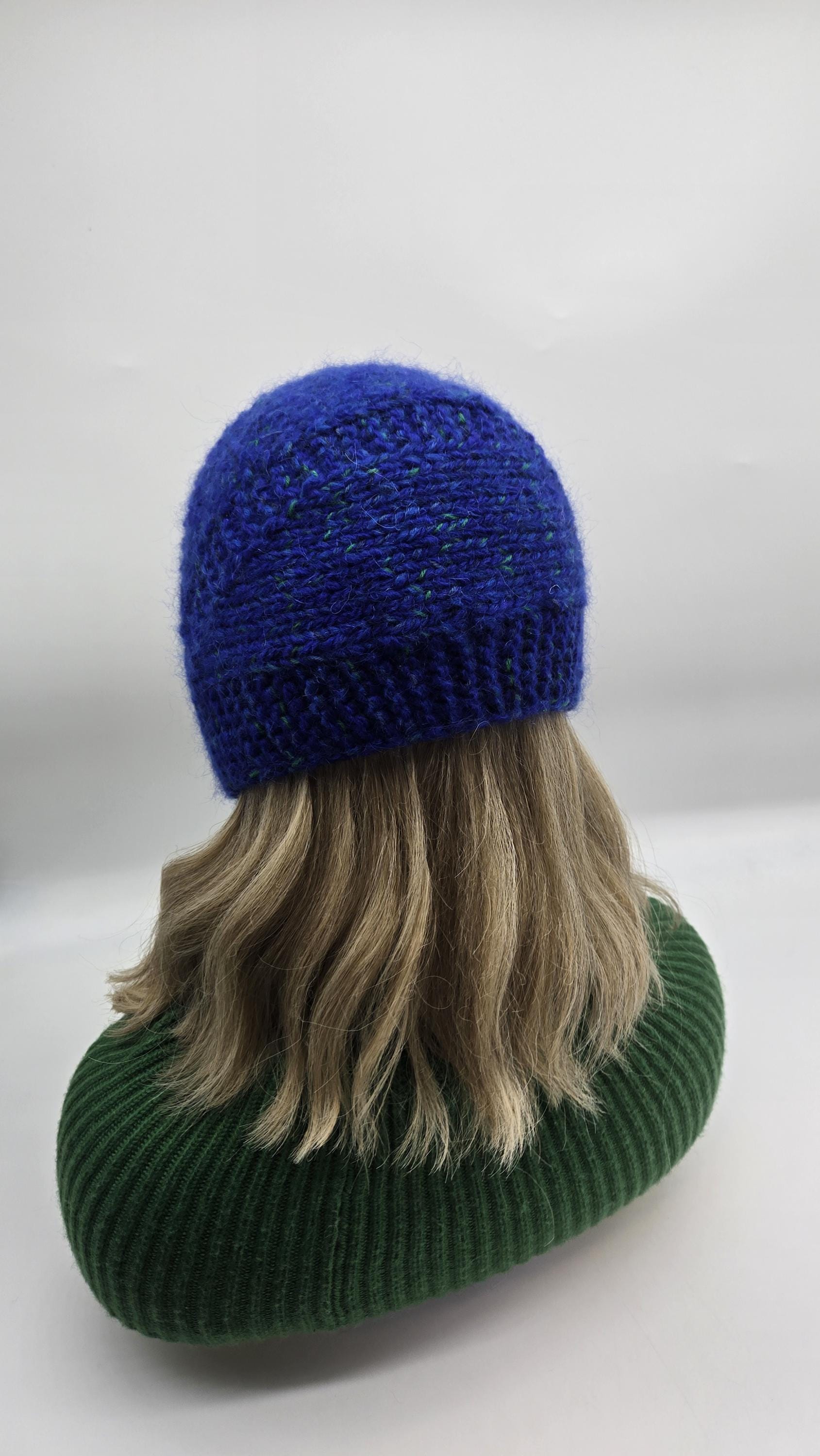 American Vintage blue green mohair beanie hat Smiley Vintage USA Made 100% Wool Winter Ski Beanie Hat Blue  main image 4