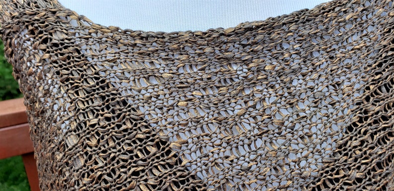 Pure Cotton shawl Asymmetric Poncho 100/% Cotton Knitted Women Brown Gold Cotton Poncho Summer Poncho Loose knit Boho Poncho