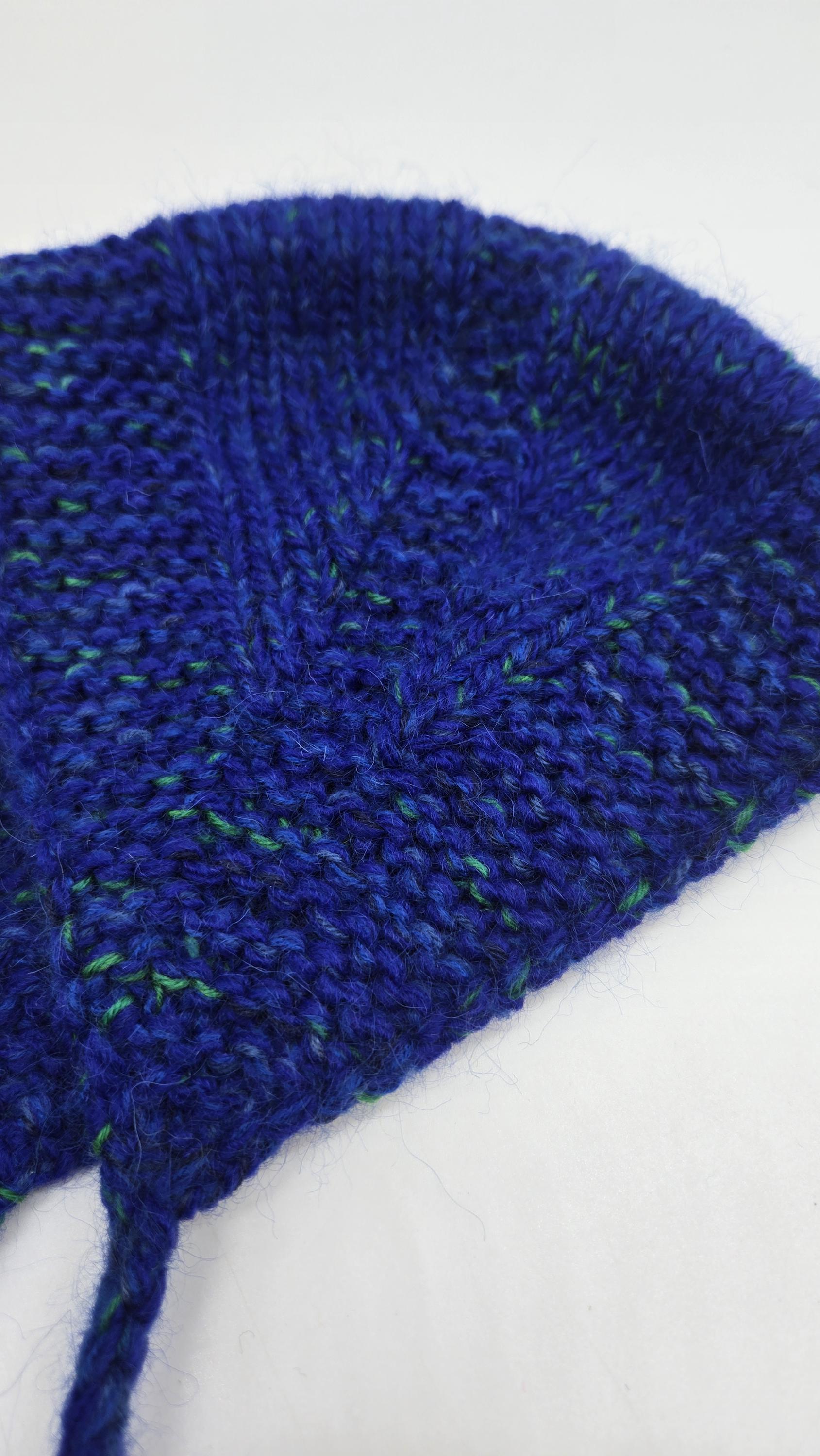 Hand Knit Retro Mohair Wool Hat. Blue Green Woman Bonnet  display picture 2