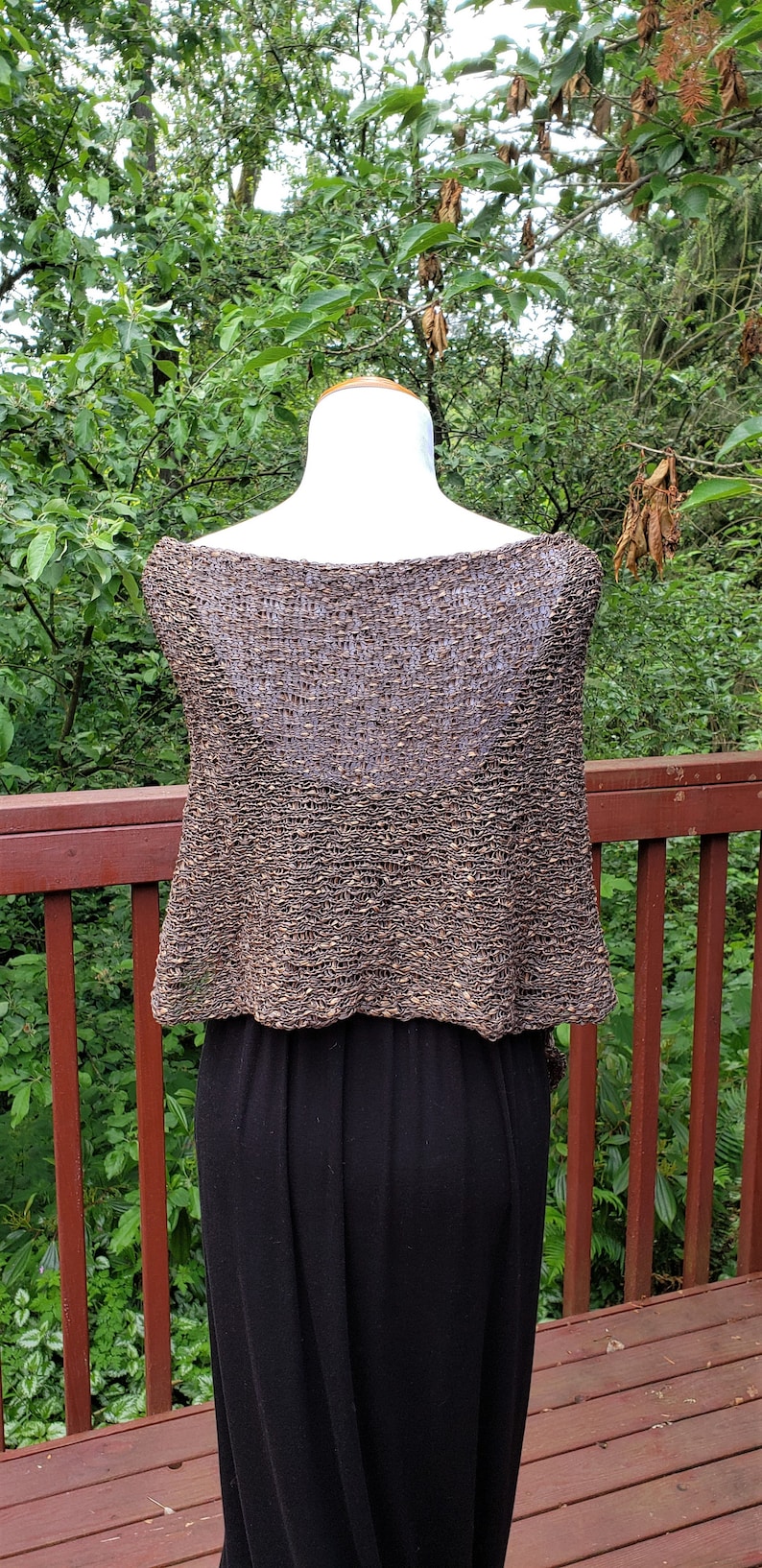 Pure Cotton shawl Asymmetric Poncho 100/% Cotton Knitted Women Brown Gold Cotton Poncho Summer Poncho Loose knit Boho Poncho