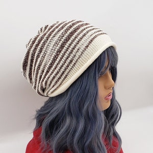 Handmade Slouchy Knit Cotton Beanie: Boho Beach Hat