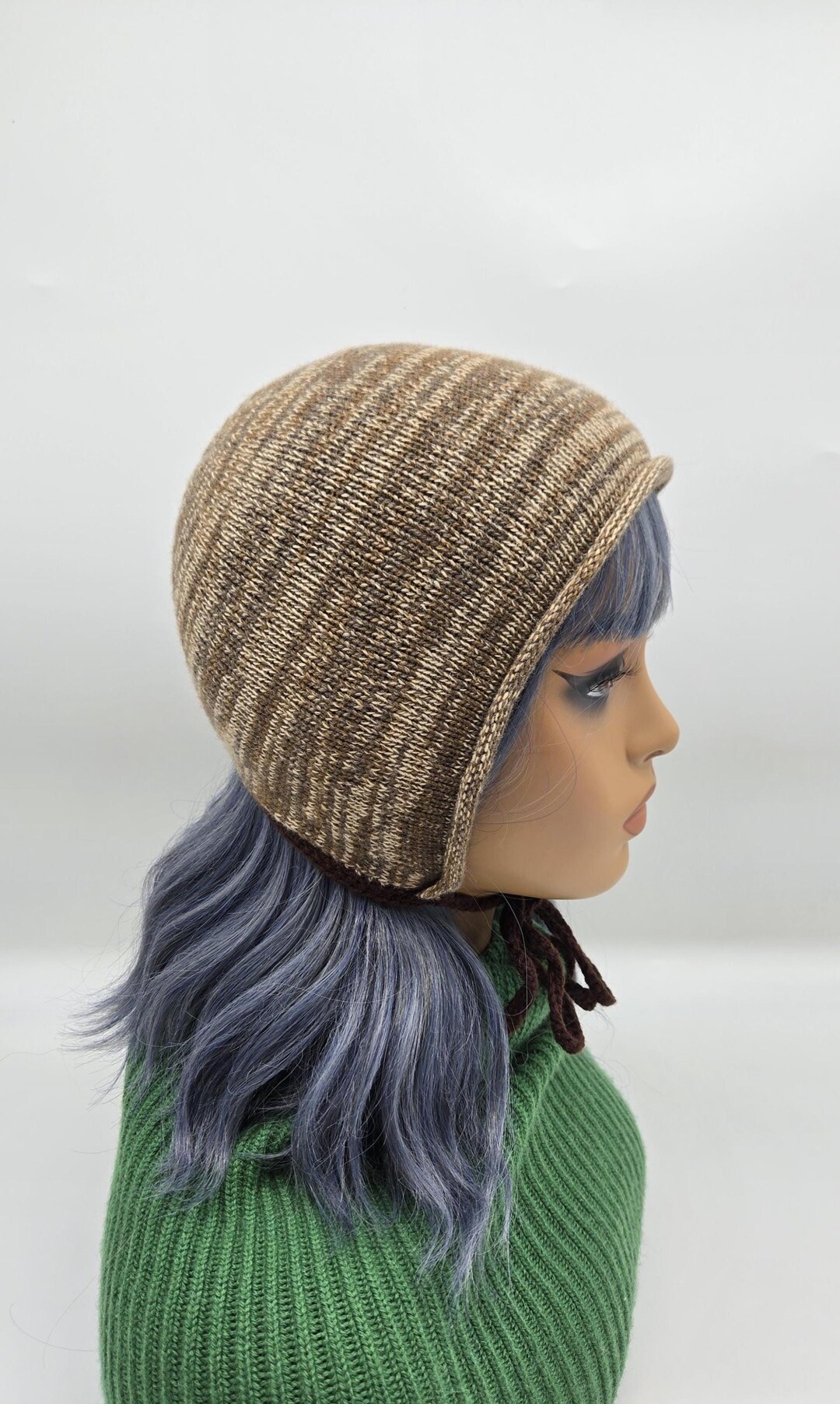 100% Wool Bonnet With Ties. Lightweight Fine Knit Pure Wool Bonnet ...