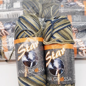 12 skeins Lana GROSSA Star Yarn. 100% Cotton. Pure Cotton yarn. Multicolored yarn.