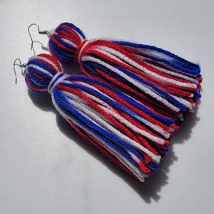 4th of July Tassel Yarn Earrings