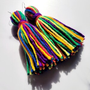 Classic Crayola Color Tassel Yarn Earrings