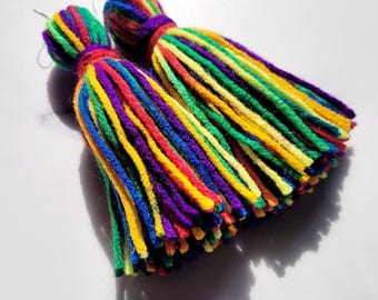 Classic Crayola Color Tassel Yarn Earrings