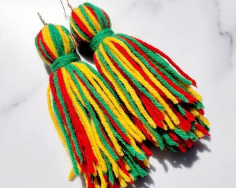 Juneteenth Tassel Yarn Earrings