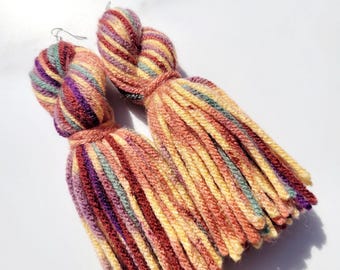 Twisted Mixed Fall Tassel Yarn Earrings
