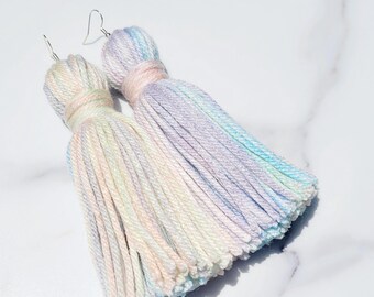 Pastel Tassel Yarn Earrings