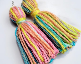 Multicolor Tassel Yarn Earrings