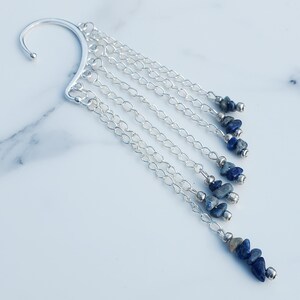 Lapis Silver Cuff Earrings