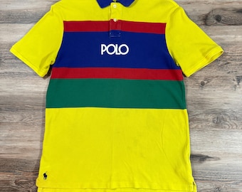 Vintage Y2K polo Ralph Lauren rugbyshirt: Snow Beach gestreepte polo