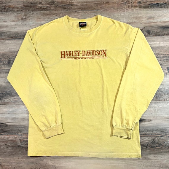 90s Y2K Vintage HARLEY DAVIDSON MOTORCYCLE Yellow… - image 1