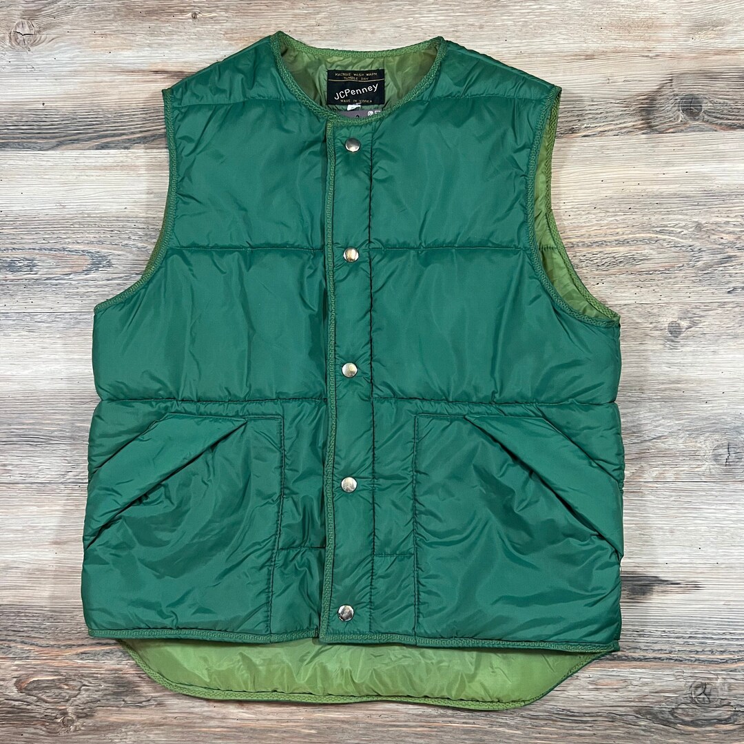 70s Vintage JCPENNEY PUFFER VEST Kelly Green Nylon Insulated Etsy
