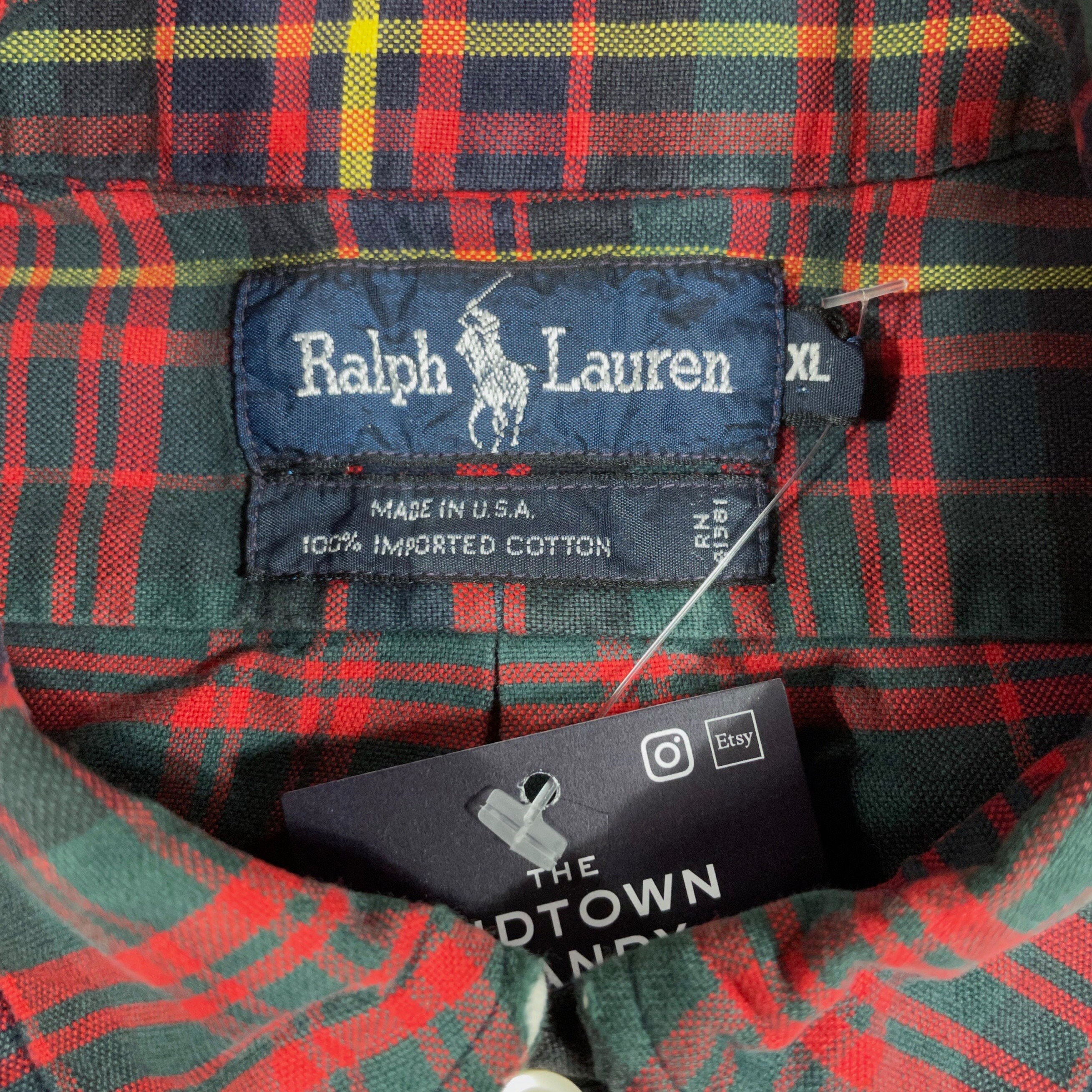 90s Vintage TARTAN PLAID POLO Ralph Lauren Oxford Button Down | Etsy